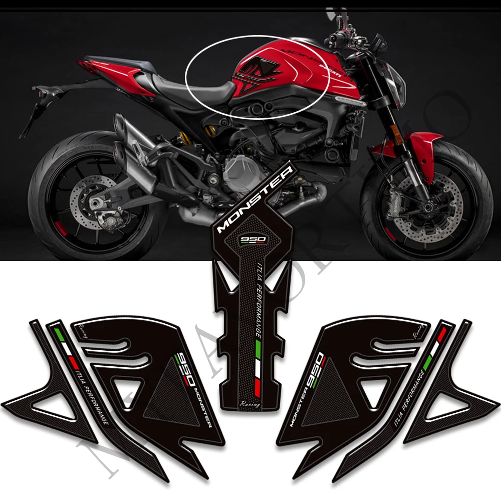 

Motorcycle Tank Pad 3D Stickers For Ducati Monster 950 Decals Gas Fuel Oil Kit Knee Protection Grips Emblem logo