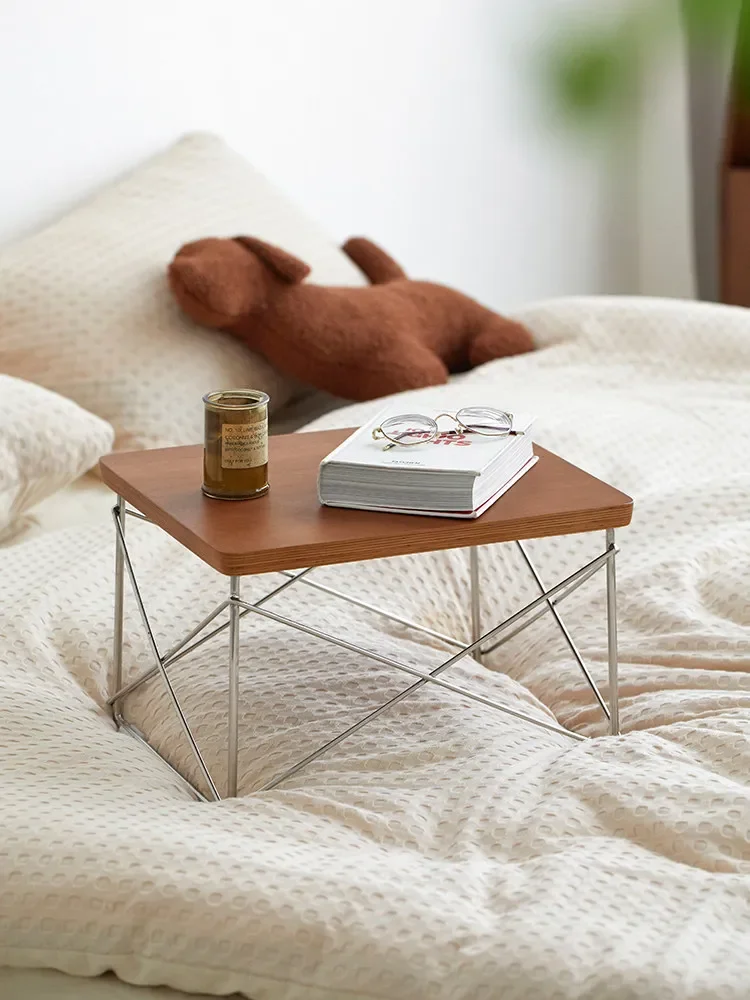 Side table, Nordic simple ins style coffee table, mid-century solid wood small apartment bay window low table