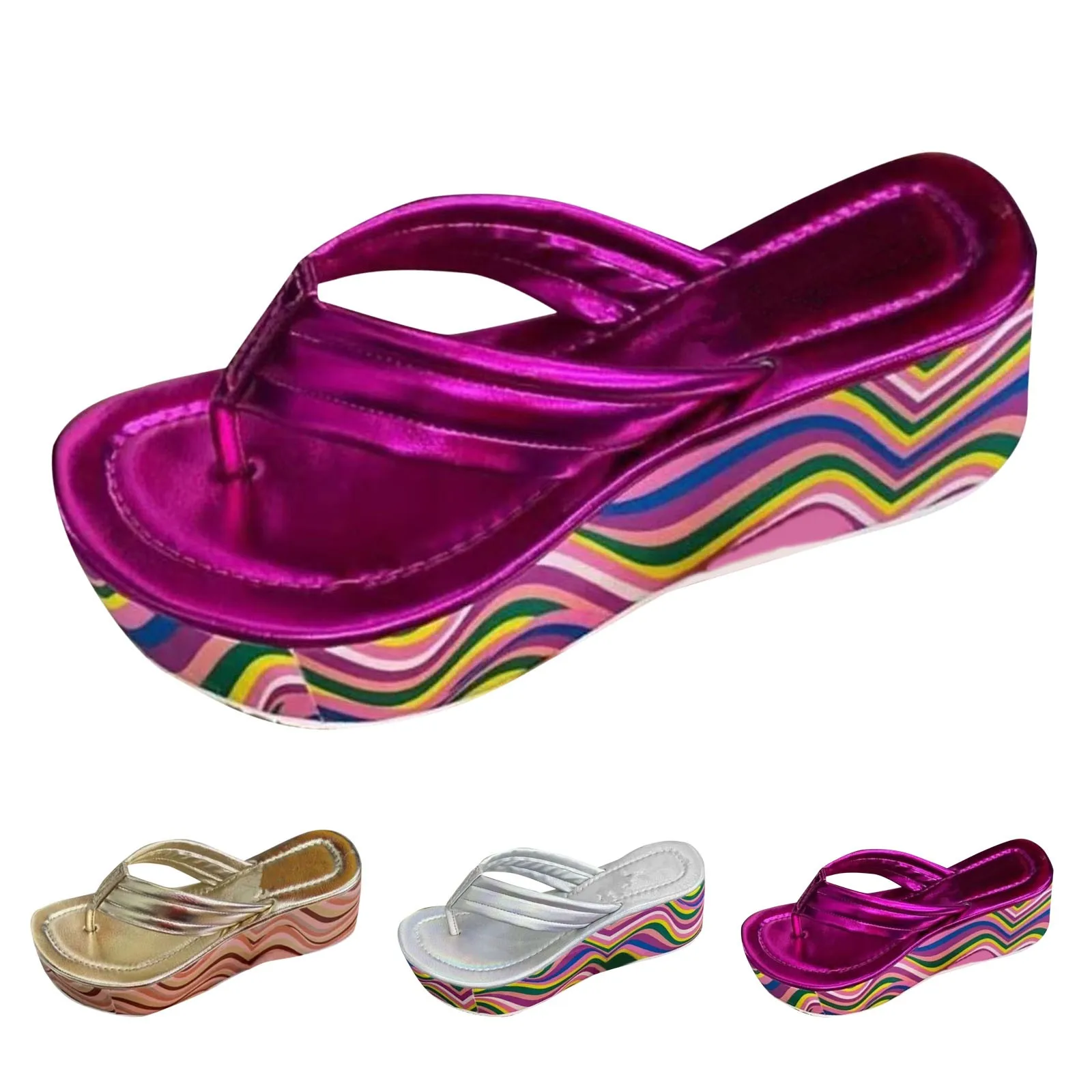 المرأة الوجه يتخبط حجم 9 واسعة شعبية جديدة كبيرة اللون سميكة القاع متعرجة النعال المنحدر الكعوب نعال شاطئ الوجه بالتخبط