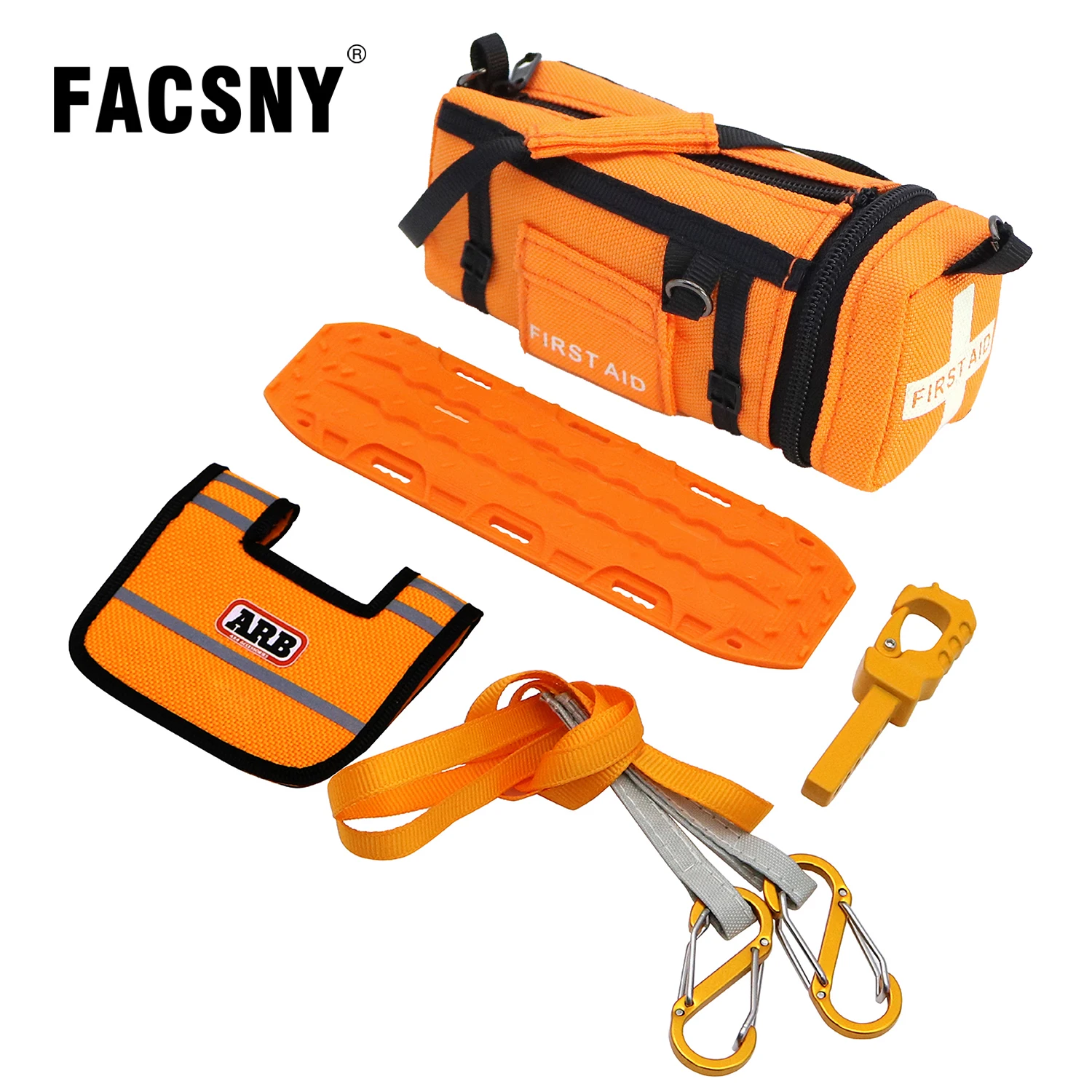 RC Simulation First Aid Kit Sand Ladder Recovery Board Rescue Rope Rescue Hook Cable Flag For 1/10 1/12 RC Crawler Car Parts