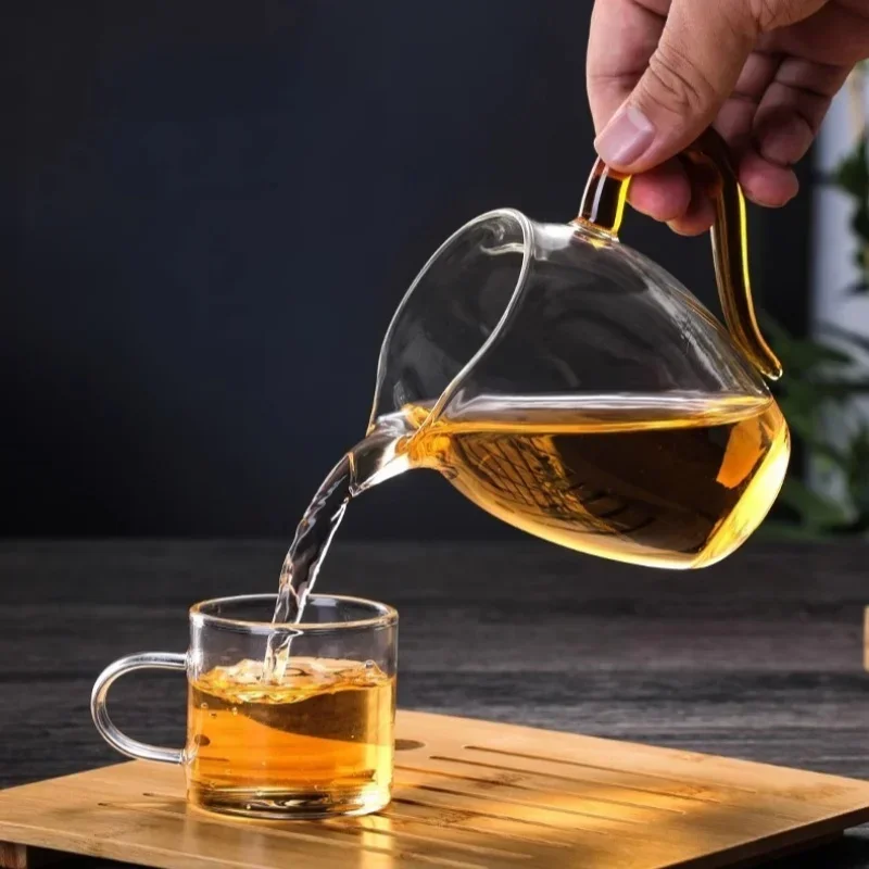 JUSTINLAU High Borosilicate Glass Pointed Tea Cup Tea Dispenser Heat-resistant Glass Teapot Kung Fu Tea Set with Colorful Handle - view 3