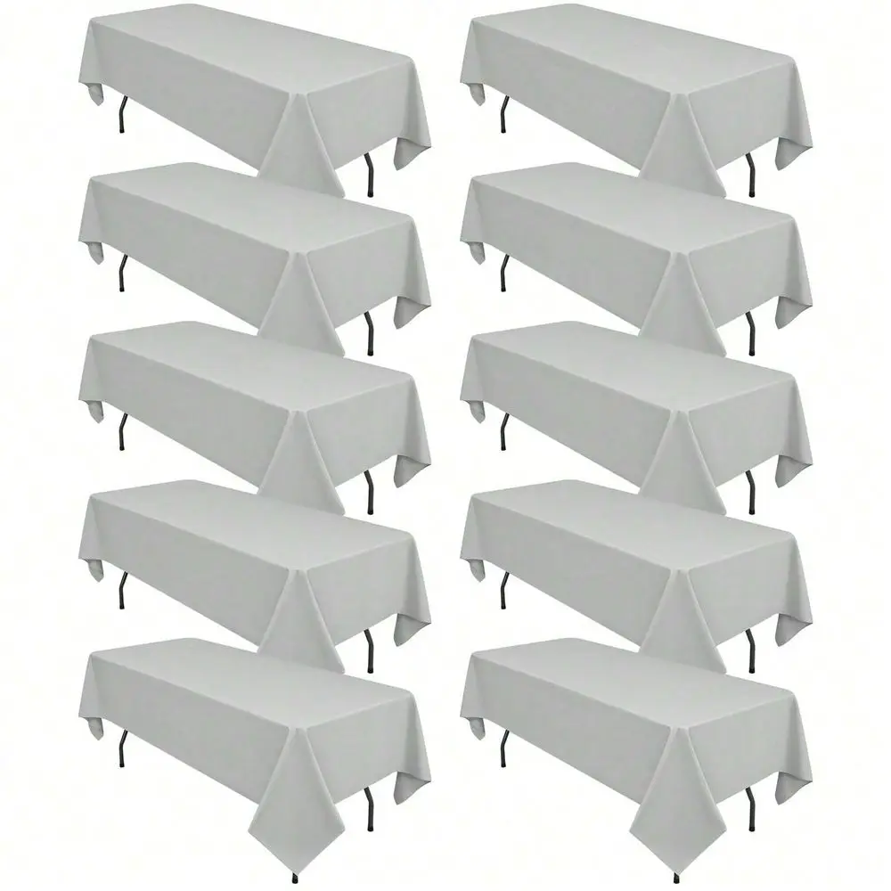 

Набор из 10 полиэстеровых скатертей, 60 x 102 дюйма, для прямоугольных столов длиной 6 футов, устойчивых к пятнам и складкам, моющиеся.