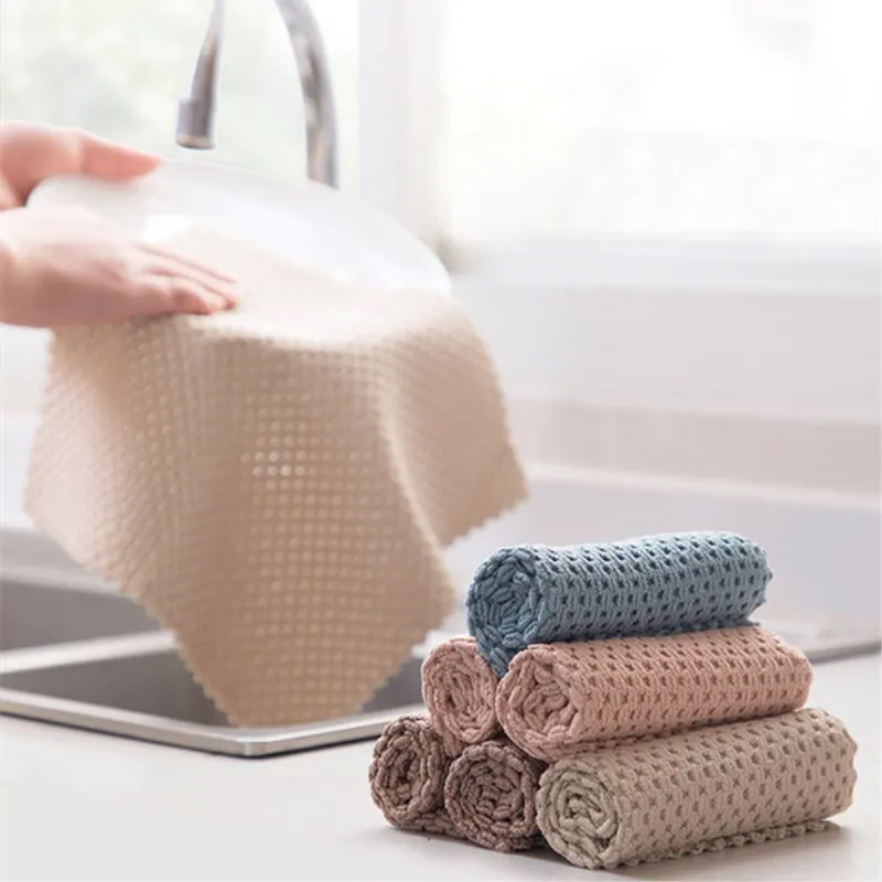 1pc Kitchen Anti-grease Wiping Rags Efficient Absorbent Microfiber Cleaning Cloth Home Washing Dish Kitchen Cleaning Towel