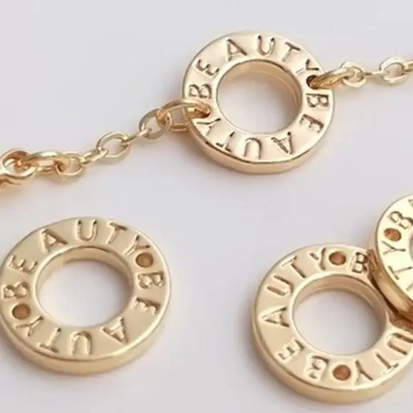 

14K Gold Envelope Letter Donut Ring DIY Bracelet Jewelry Connection Pendant Handmade Double Hole Accessory K174