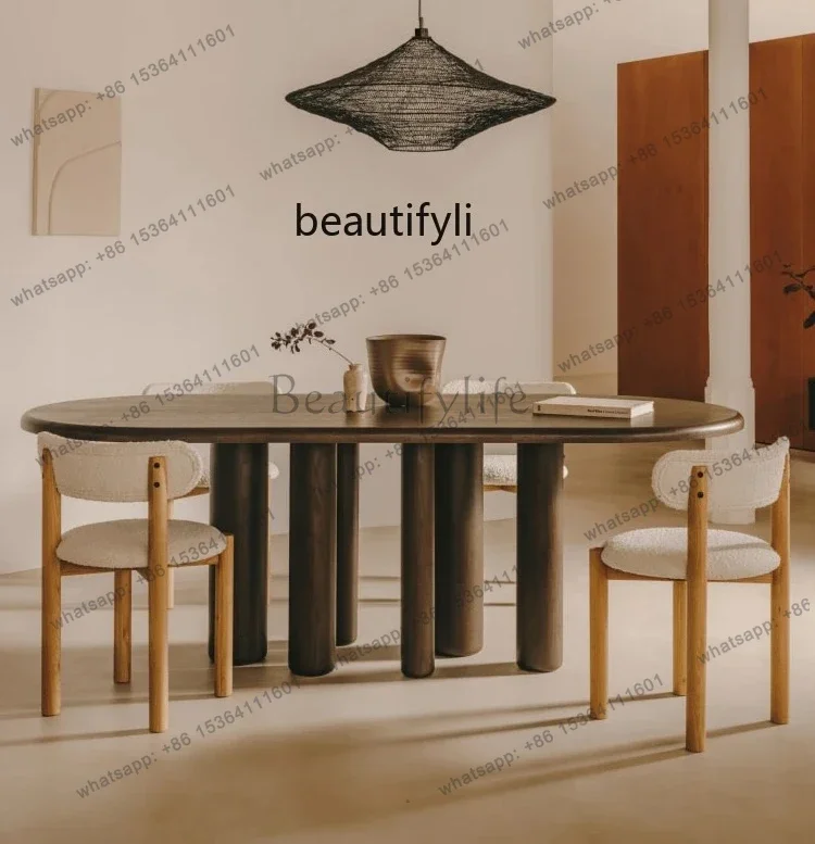 yj21 Solid wood dining chair medieval single chair flannel Nordic cream dining table chair light luxury soft bag