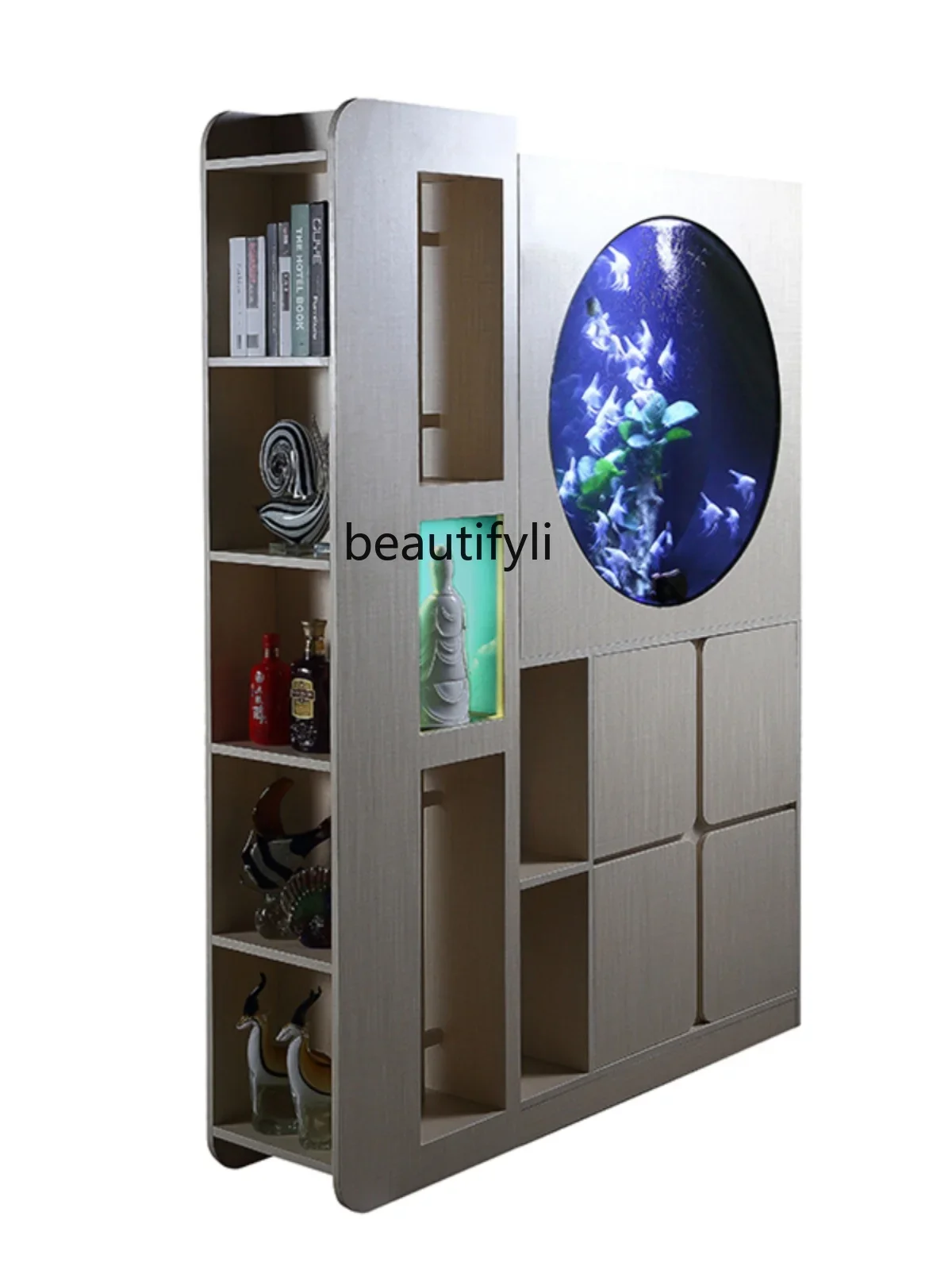 

Fish Tank Living Room Small Floor Household Bottom Filter Ecological Change Water round Glass Partition Aquarium