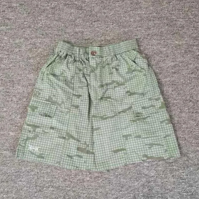 Summer Fashion New Versatile Plaid Casual Short Sleeved Loose Elastic Loose Waist Mertra Pants