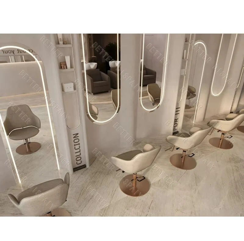 Modern Beauty Salon Interior Design Customized Durable Barber Shop Station With Light Luxury Beauty Salon Decoration