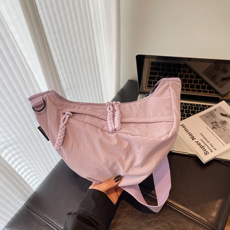 

Nylon Zipper Solid Color Hobos Large Capacity Thread Ladies Bags on Sale 2025 High Quality Versatile Commute Crossbody Bags