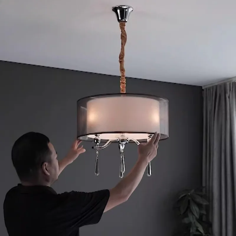

Modern Ceiling Pendant Light Stylish Simplicity Nordic Fabric Lampshade Living Room Dining Bedroom Study Home Decor Hanging Lamp
