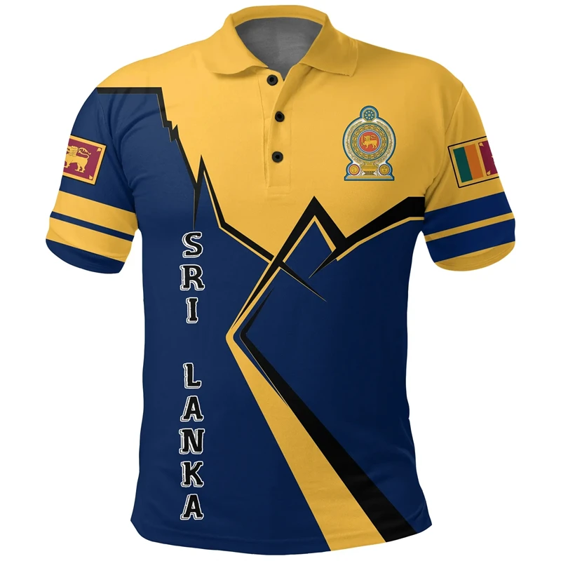 Sri Lanka Map Asia Country Flag Graphic Polo Shirt For Men Clothing 2024 Summer Sportswear Fitness Gym Tops Tee Shirts Lapel 4XL