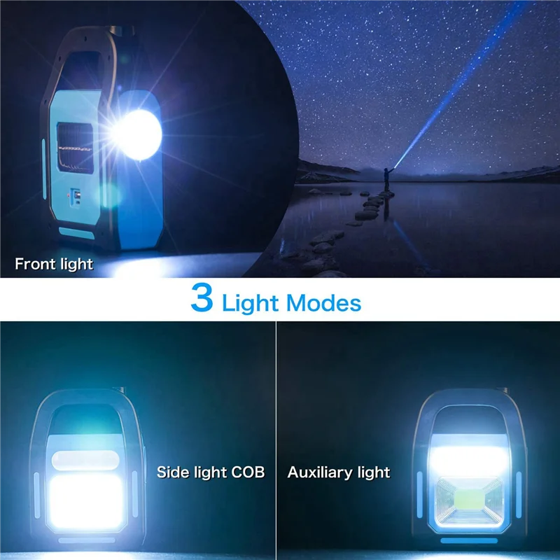 GEFENSI ABUP-3X 3 In 1 Solar USB Rechargeable COB LED Camping Lantern, Charging For Device, Waterproof Emergency Flashlight LED