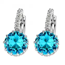 Earrings for Women Round Cubic Zirconia Inlaid Stud Earrings Wedding Engagement Jewelry Gift