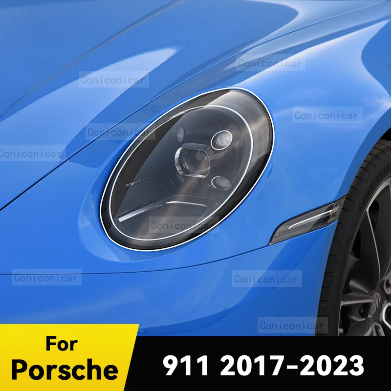 

For PORSCHE 911 2017-2023 Car Headlight Protective Cover Film Front Light Transparent TPU Anti-scratch Headlamp Accessories