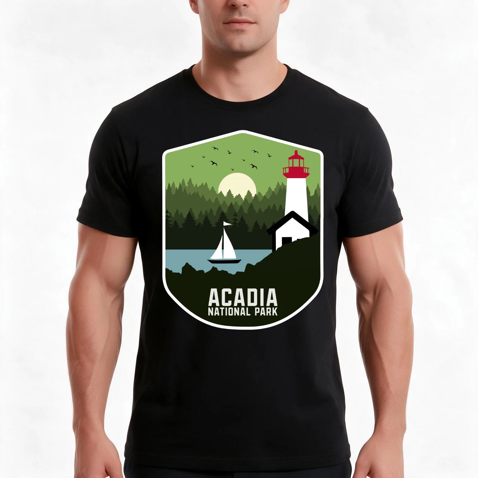 Retro Acadia National Park Maine Vintage 80s Style Souvenir T-Shirt, Summer Casual Cotton Tee, Oversized Streetwear Tops