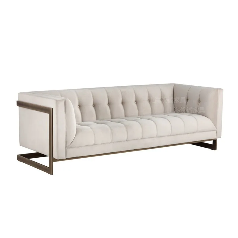 L  living room fabric sofa light luxury metal triple combination model room reception sofa post-modern furniture