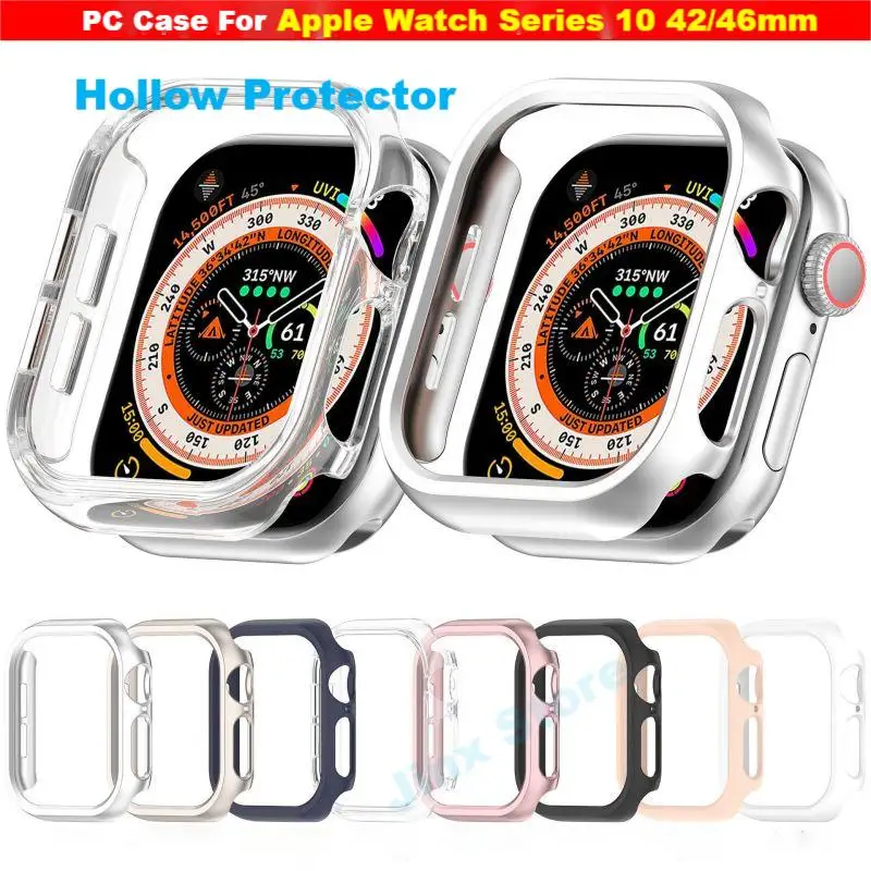 PC Hollow Case For Apple Watch Series 10 42mm 46mm Samrt Watch Strap Bumper Protective Cover For Iwatch S10 Accessories x Shell