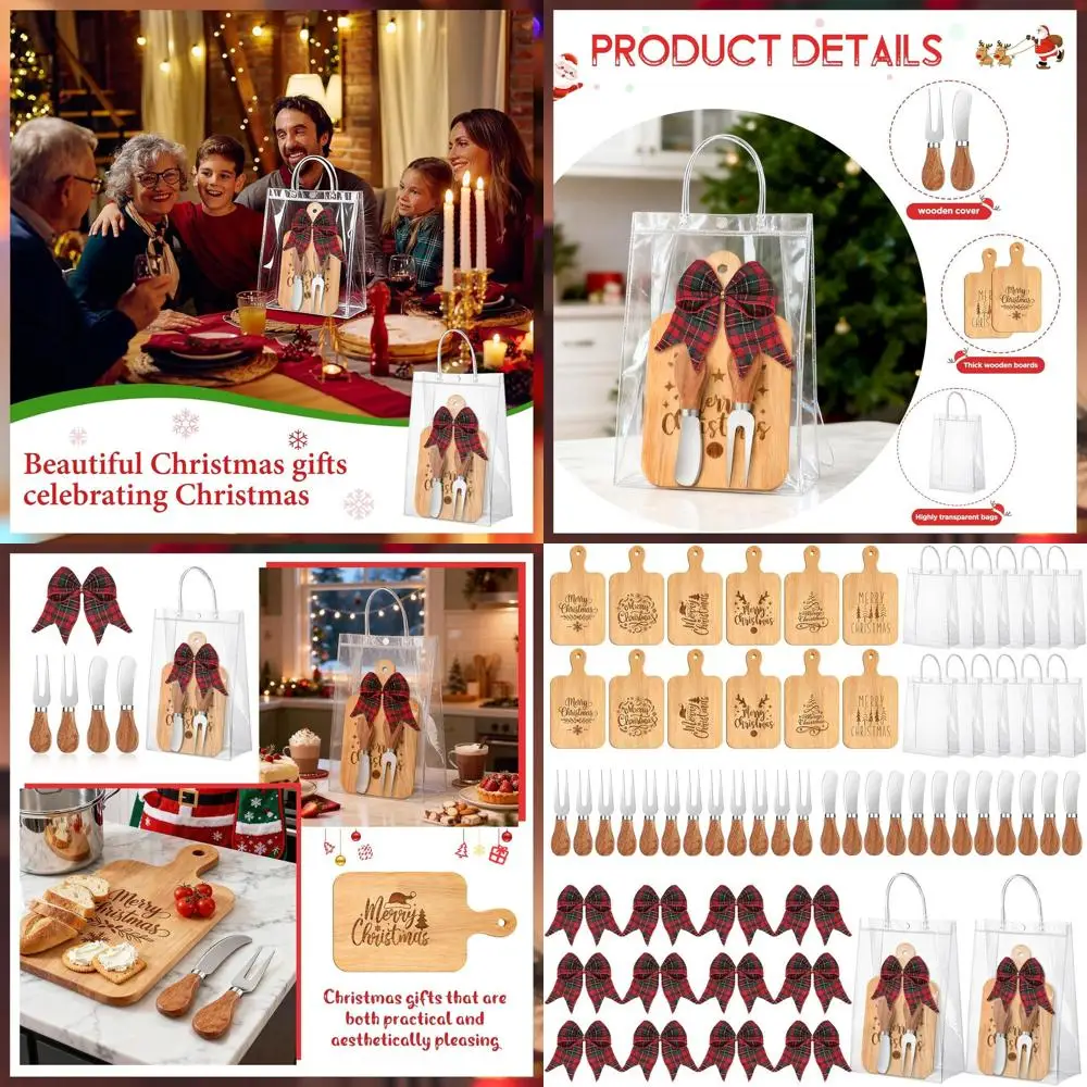 

Bulk Christmas Wood Cutting Boards: Festive Kitchen Gift Set with Xmas Tree Design for Holiday Parties and Home Decor