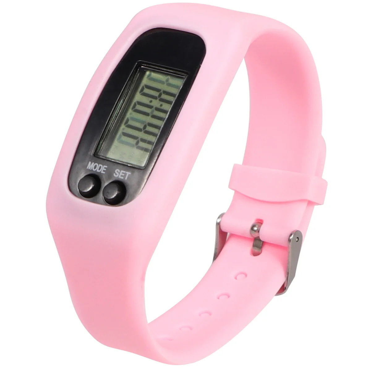 

1Pcs Sports Watch Smart Pedometer Step Counter Running Walking Silicone Band Durable Portable Pink for Male Female