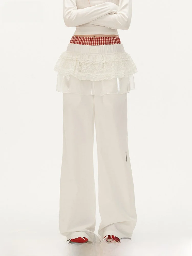 

Брюки MAMC White Ballet Layered с эффектом двухслойности, повседневные, свободные, широкие, с дизайнерским акцентом, для женщин