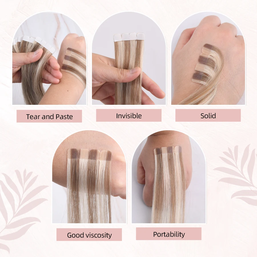 K.s Pruiken 8Pcs/16Pcs Rechte Minitape In Hair Extensions 100% Menselijk Haar Onzichtbare Naadloze Huid Inslag Klevende Hair Extensions