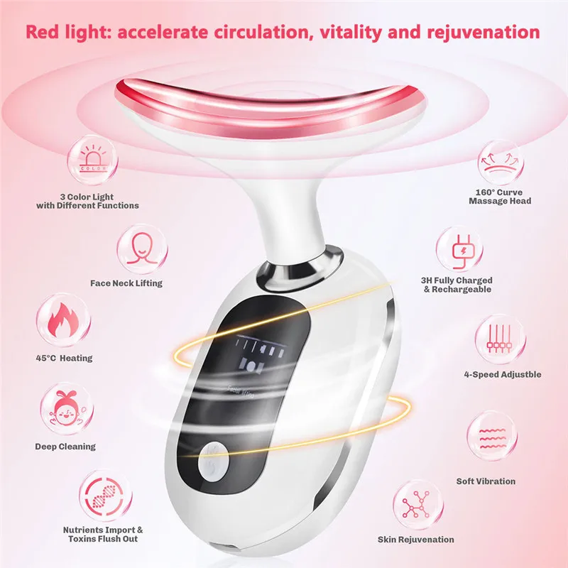 Home Use 3 LED Face Neck Lifting Massager Beauty Device