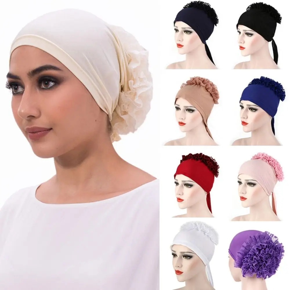 

Ramadan Muslim Fashion Women Hijab Scarf Stretch Turban Bonnet Tie Back Volumizer Underscarf Headband Indian Wrap Headwrap