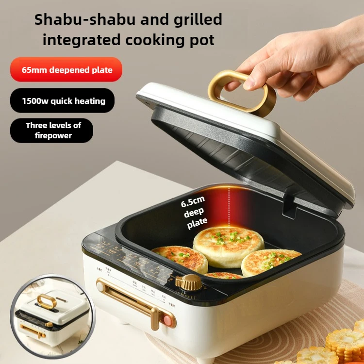 

2-in-1 Electric Grill & Hot Pot with Dual Temp Control, Non-Stick Surface Steamer - Indoor BBQ, Shabu Cooking,Frying,Steaming