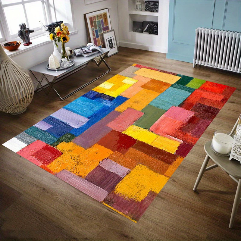 

Colorful Patchwork Bohemian Tribal Area Carpet Persian Floor Mat Hotel Office Entrance Living Room Non Slip and Stain Resistant