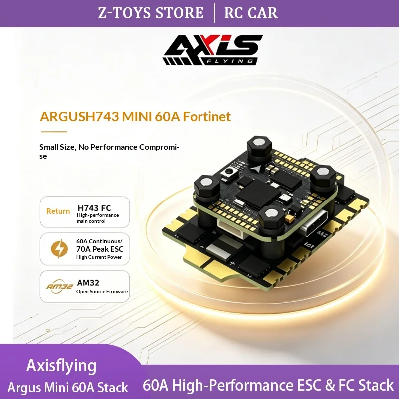 Axisflying Argus Mini 60A H743 FPV FC ESC High Performance StackPro 32-bit 6S BLHeli32 DShot1200 for Racing Quad Drone DIY Parts