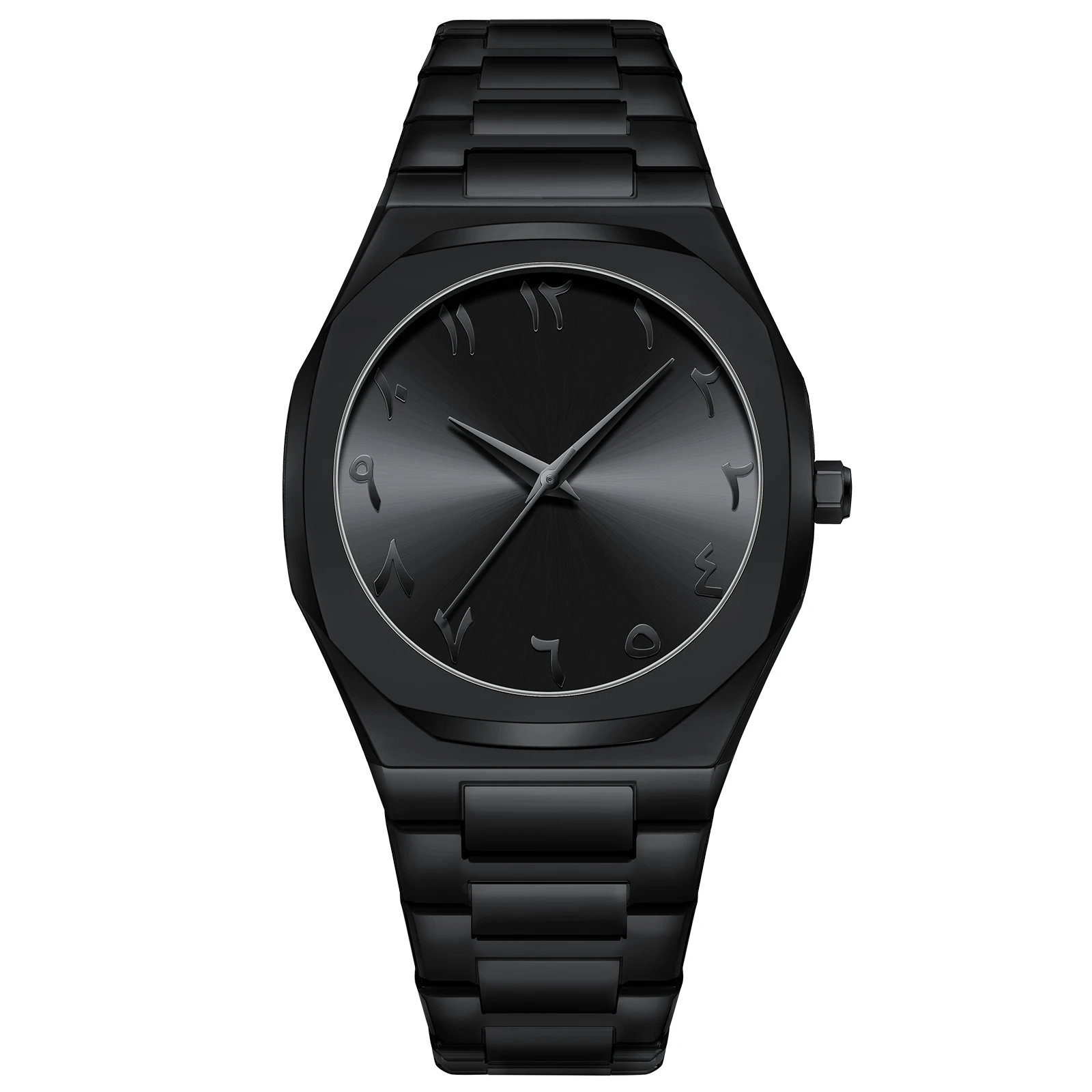 Modern Minimalist Personality Creative All-Black Men's Watch Arabic Digital Sports Leisure Alloy Men's Watch Unique Design Watch
