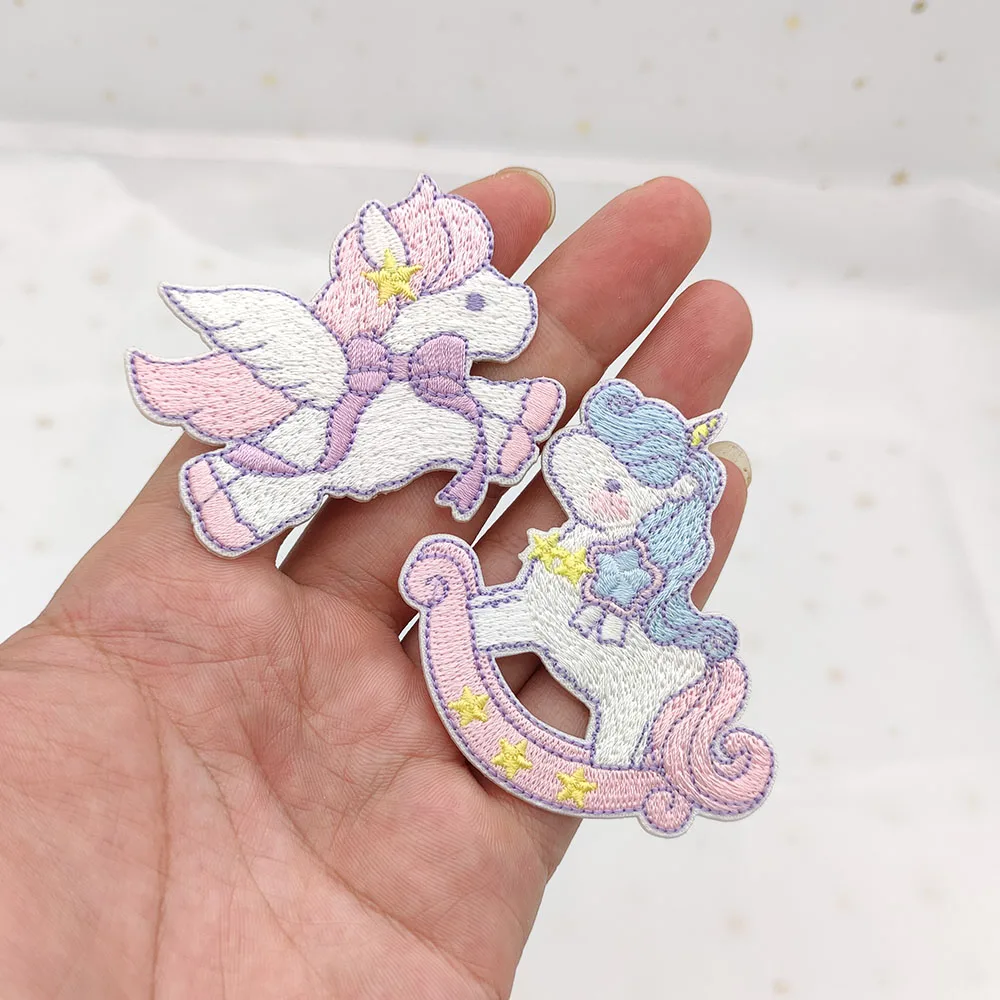 Rainbow Horse Embroidery Sticker Iron On Patches Naszywki Na Ubrania Parches Bordados Patch On Clothing Coudre Paste Directly