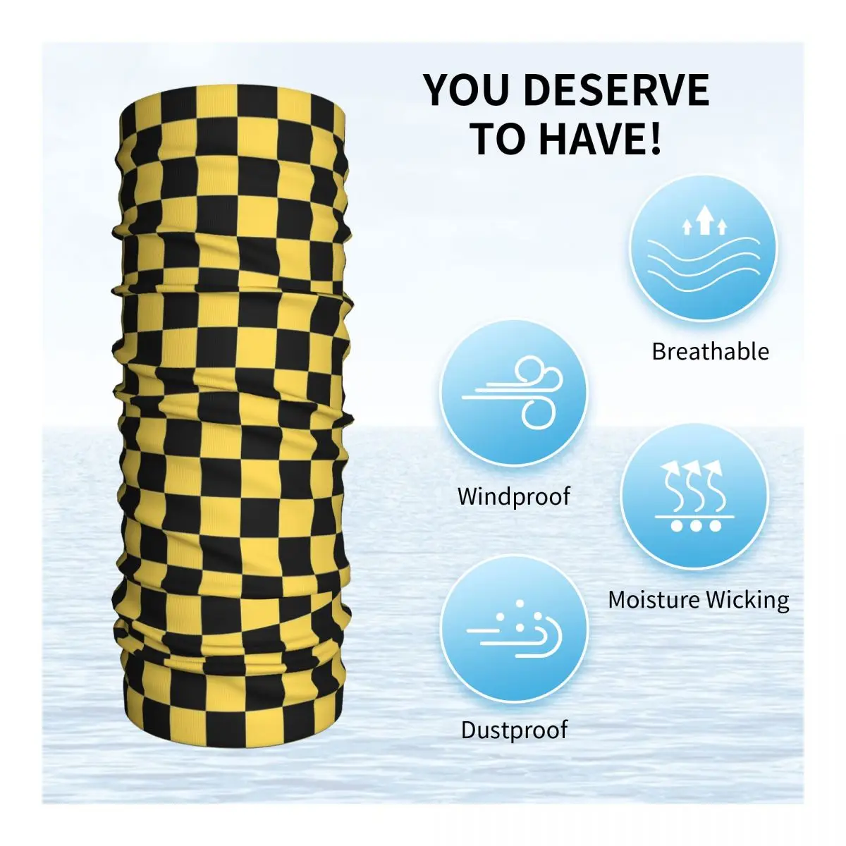 Black And Yellow Checkered Bandana Neck Cover Printed Balaclavas Wrap Scarf Warm Headband Outdoor Sports for Men Women Adult