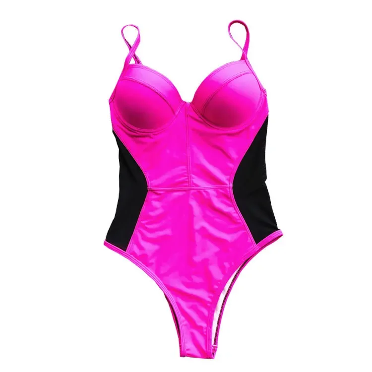 2023 Sexy Women Black Swimwear Mesh Monokini Padded Bodysuit Push Up One Piece Swimsuit Solid Bathing Suit Sexy Trikini Biquini view 4