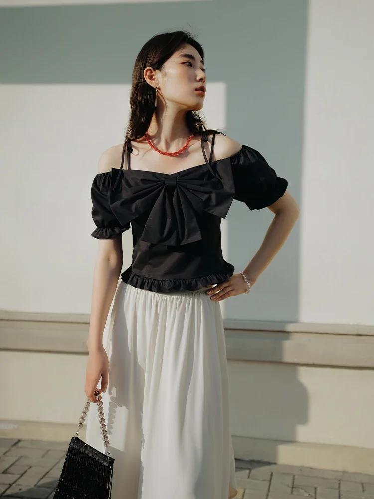 DUSHU French Style Romantic Summer Short-Sleeved Women Shirt 2024 New Unique Design Versatile Casual Tops 24DS82656