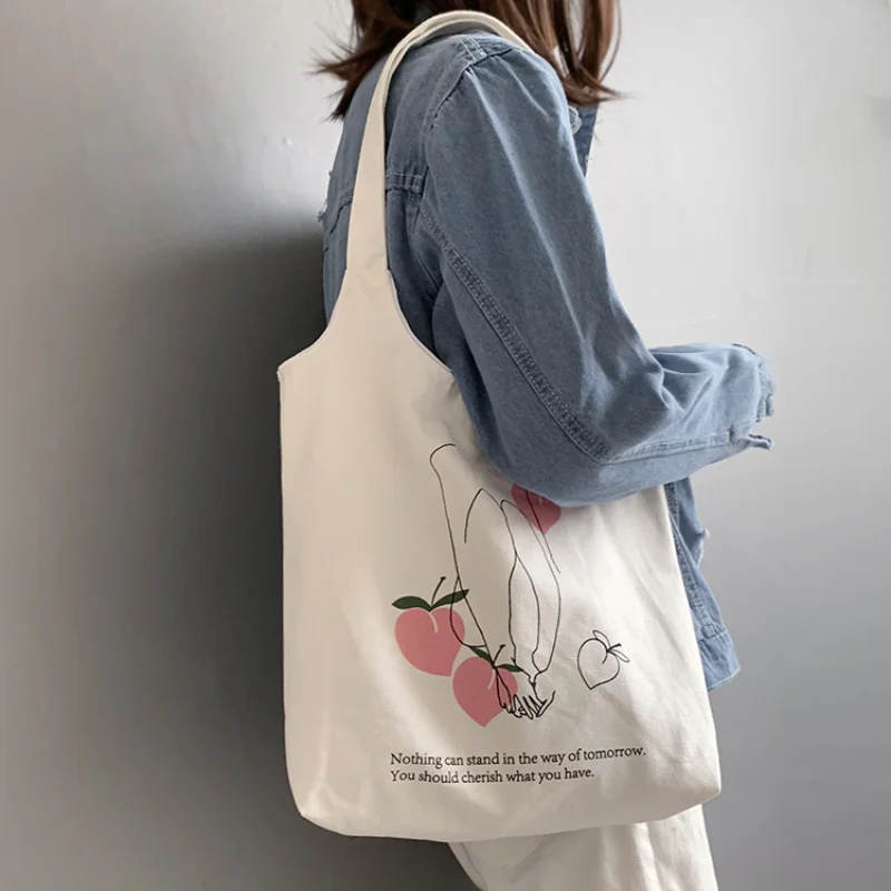 2022 New Women Canvas Vest Shoulder Bag Big Capacity Cloth Shopping Bags Bubble Girls Ins Reusable Beach Shopper Bag Canvas Bags