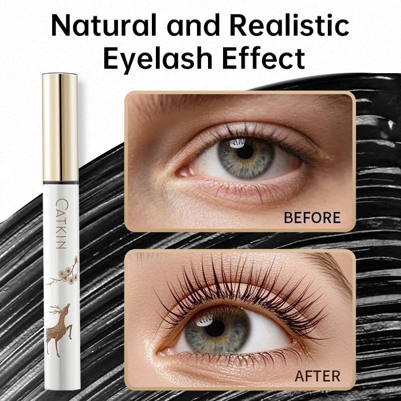 CATKIN langanhaltende schwarze Wimperntusche, intensive Länge, voluminöses Volumen, intensive Länge, federleiche, volle Wimpern