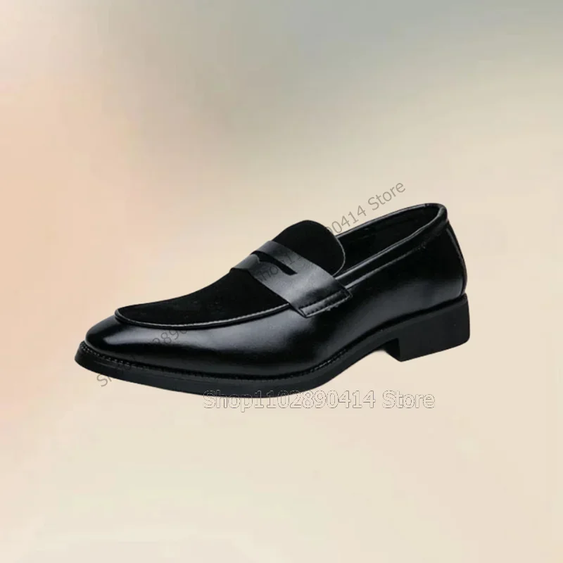 

Black Corduroy Leather Patchwork Sewing Design Loafers Fashion Slip On Men Shoes Luxury Handmade Party Office Men Casual Shoes