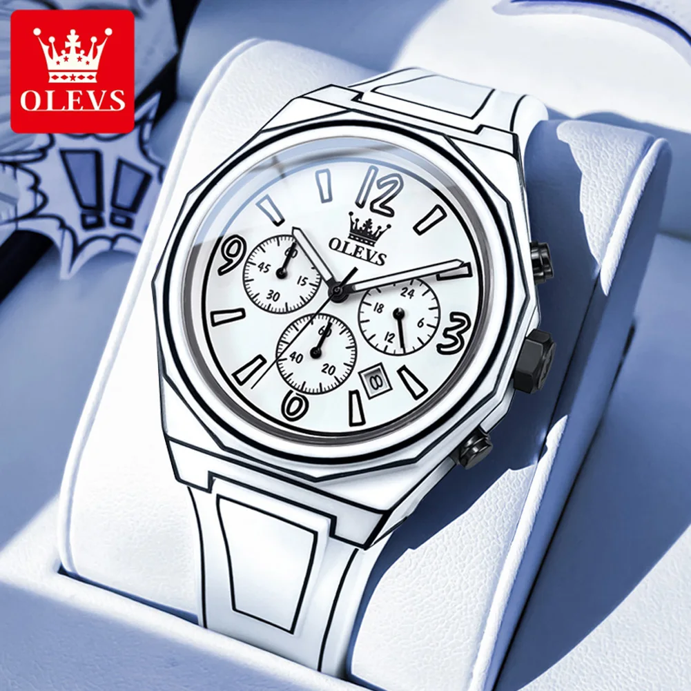 

OLEVS Brand Watch Popular Silicone Multi-functional Comic Style Quartz Waterproof Men's Watch for Men 5622