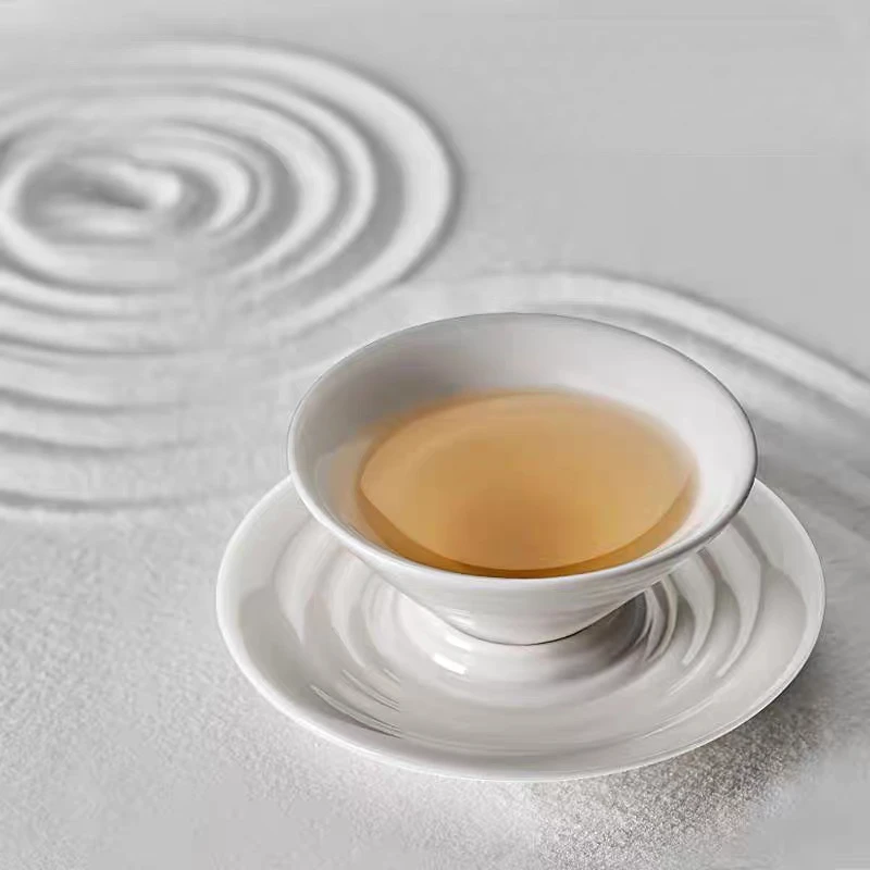 Hat Cup Mutton Jade Porcelain Tea Cup Sketch Tea Cup Master Cup Ceramic Kung Fu Tea Set White Porcelain Water Drop Gratitude Cup