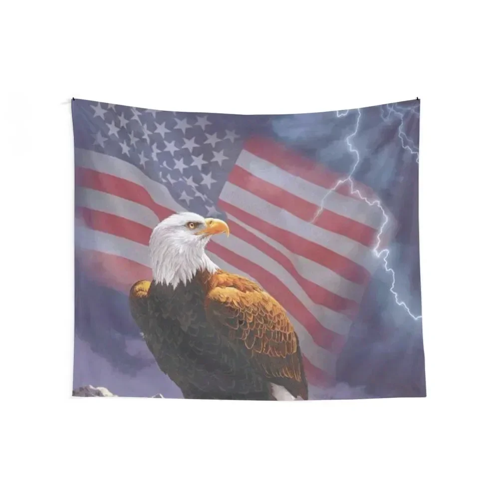 American Flag Bald Eagle Lightning Tapestry Home And Comfort Decor Outdoor Decoration Tapestry