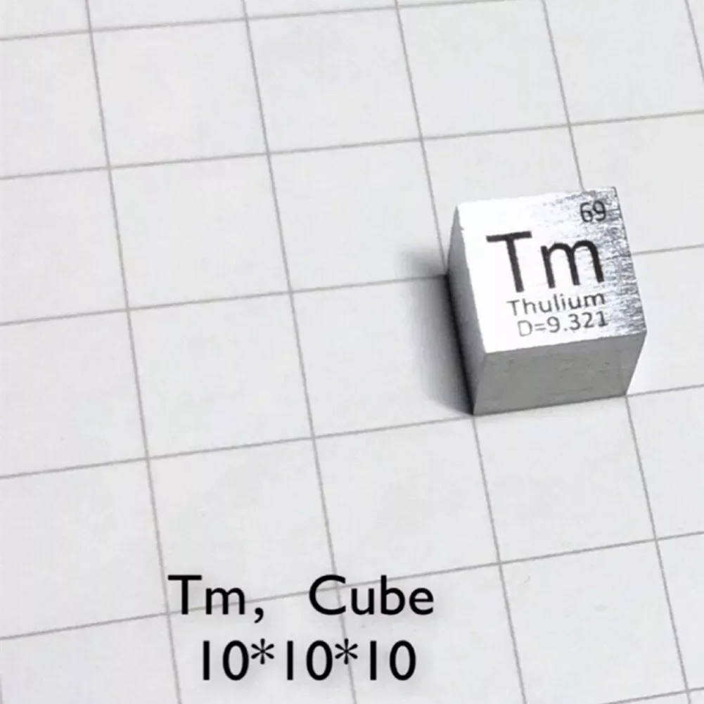 10mm Cube of Thulium, Element Tm Sample