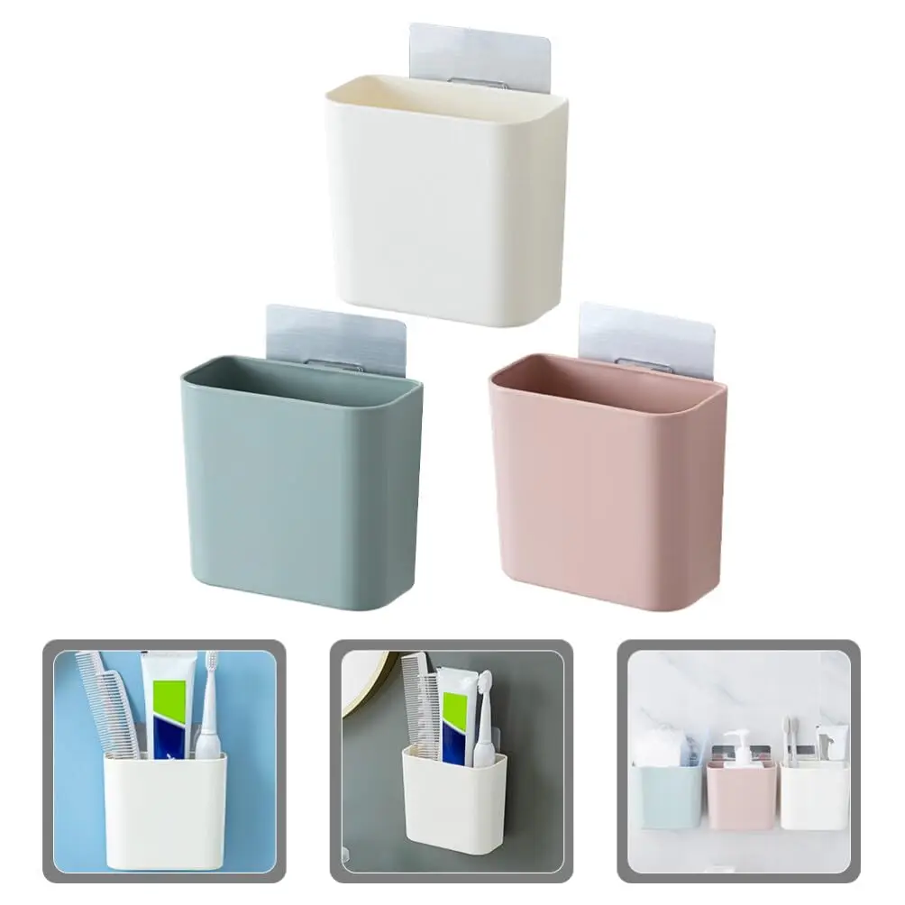 Bathroom Storage Box Wall Mounted Plastic Organizer Toothbrush Holder Makeup Tools Storage For Home Office