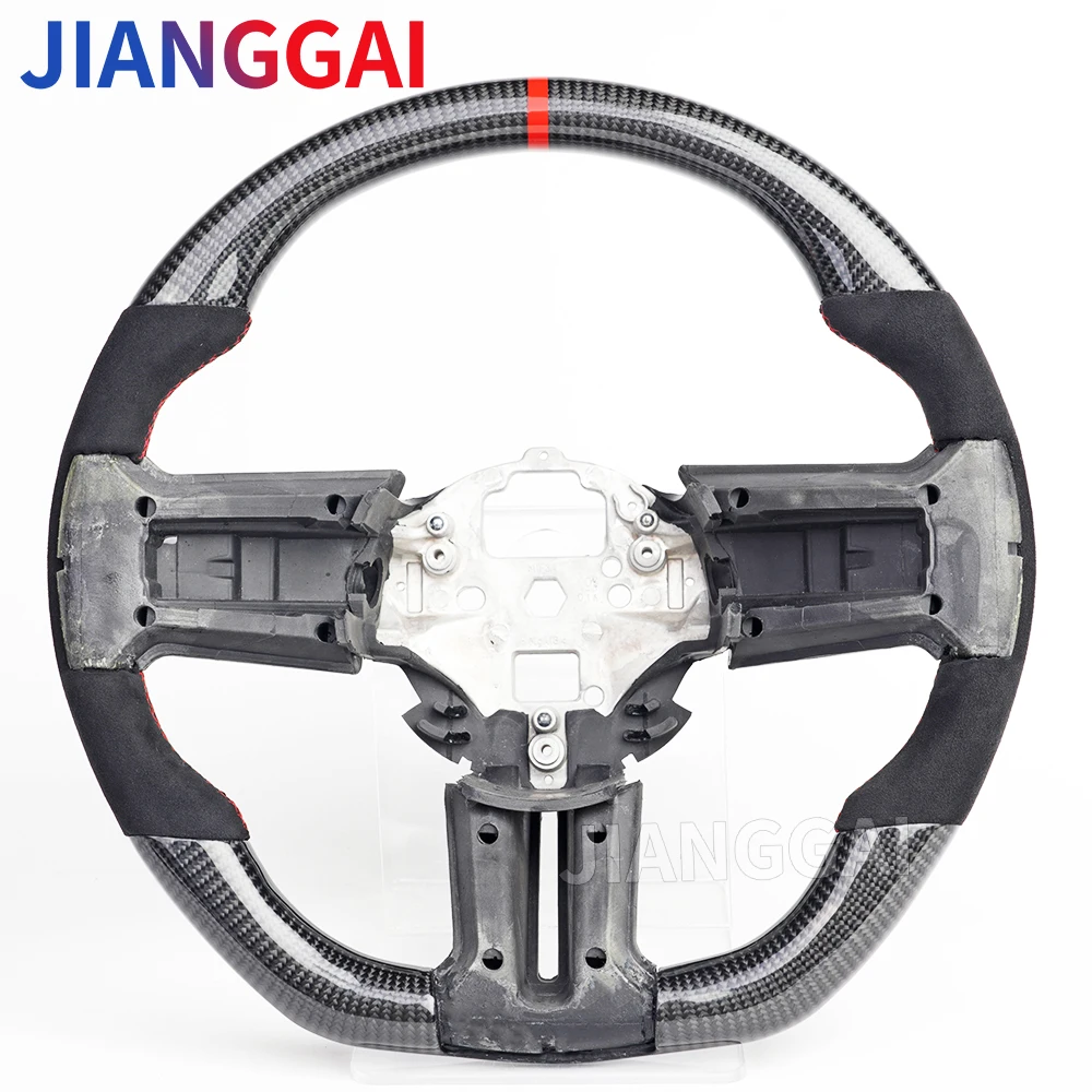 

For Ford Mustang 2010 2011 2012 2013 2014 Carbon Fiber Steering Wheel Alcantara Leather Car Racing Steering Wheel