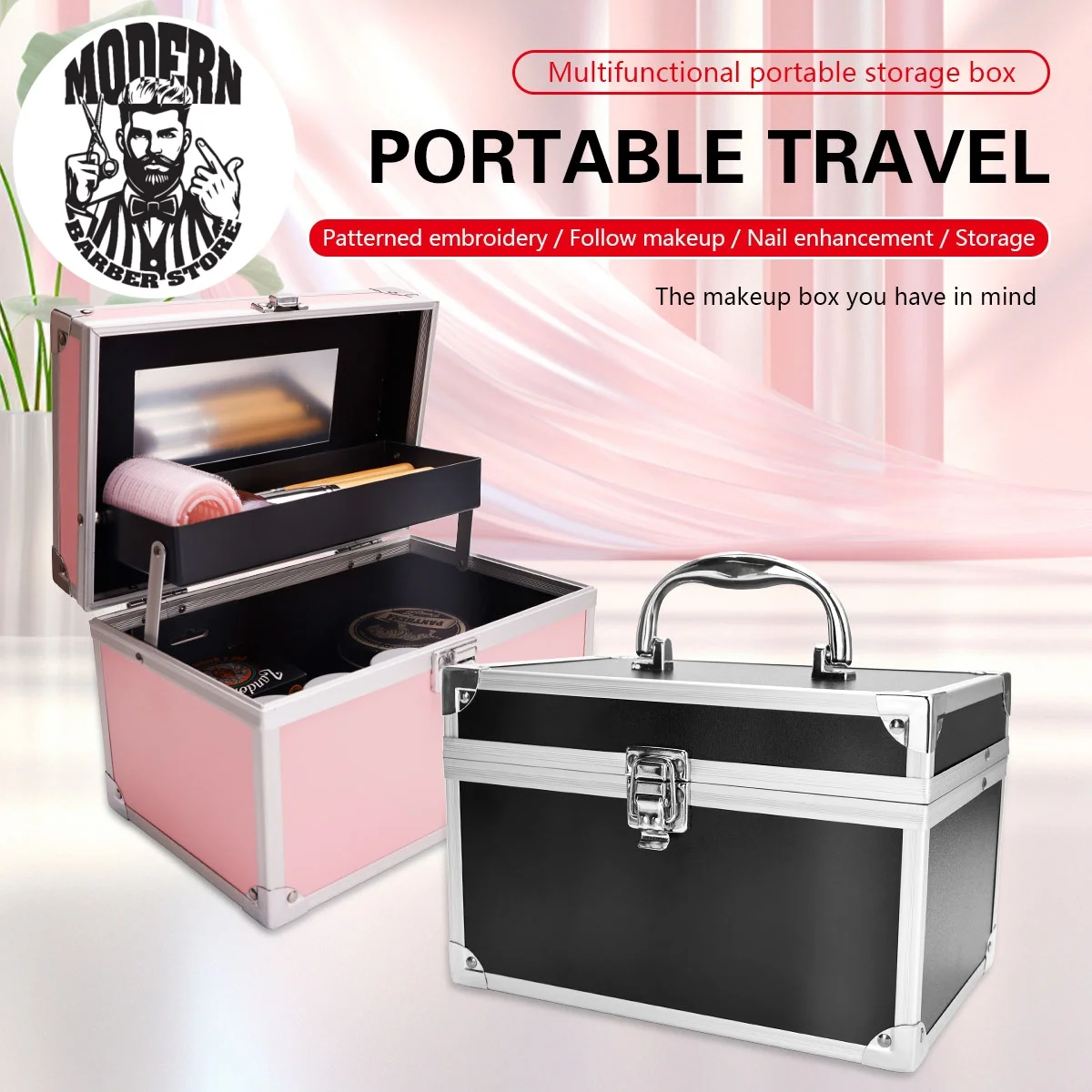 

Mini Large Capacity Make Up Case Multi-layer Hairdressing Tool Cosmetics Storage Box Waterproof Supplies Family Girl Gift Tools