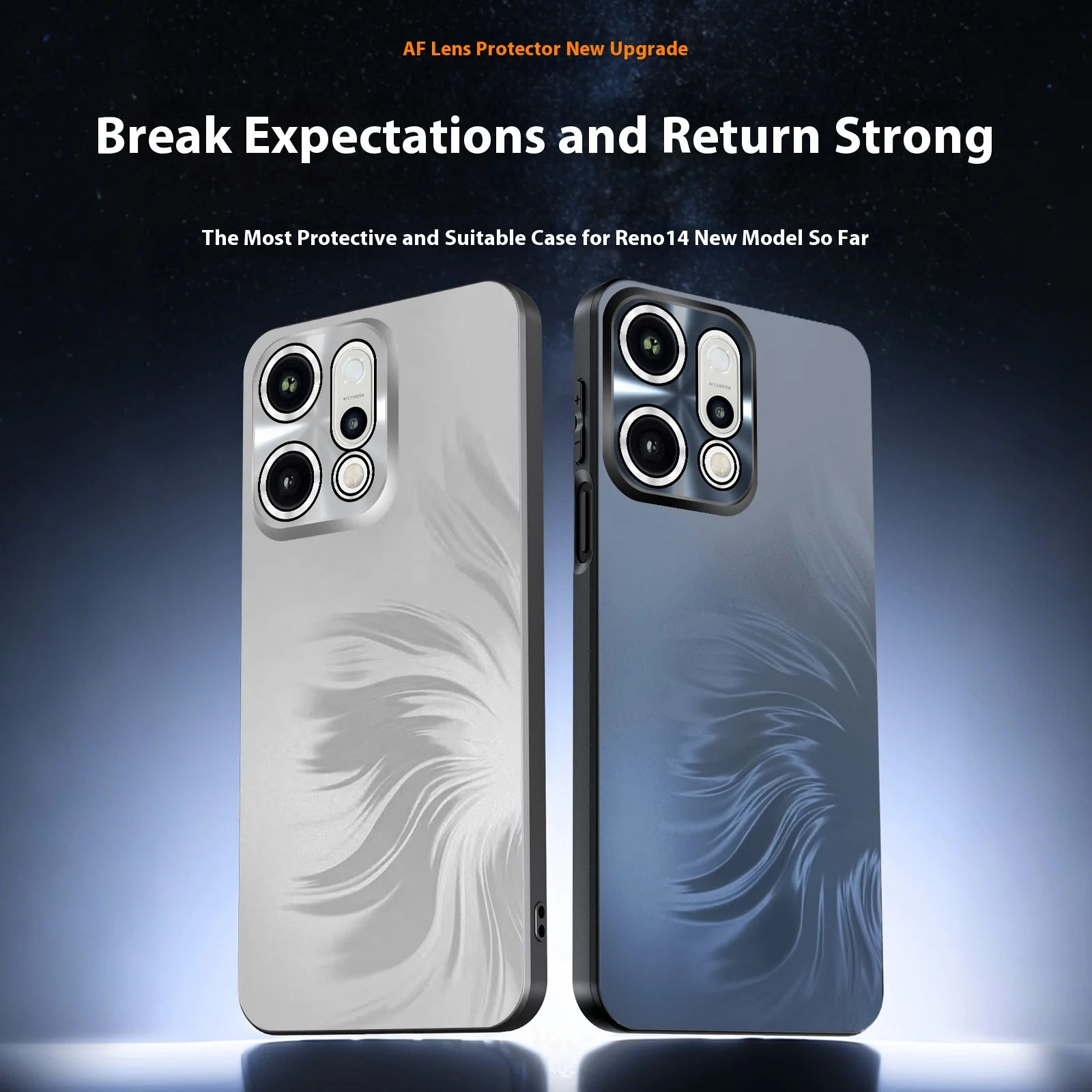 

For OPPO Reno 14 Pro case Luxury explosion-proof lens 3D laser plating process PC For OPPO Reno14 Pro Drop-Proof Bumper Fudna