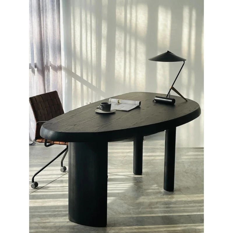 

Medieval retro creative irregular oval solid wood desk modern special-shaped conference table