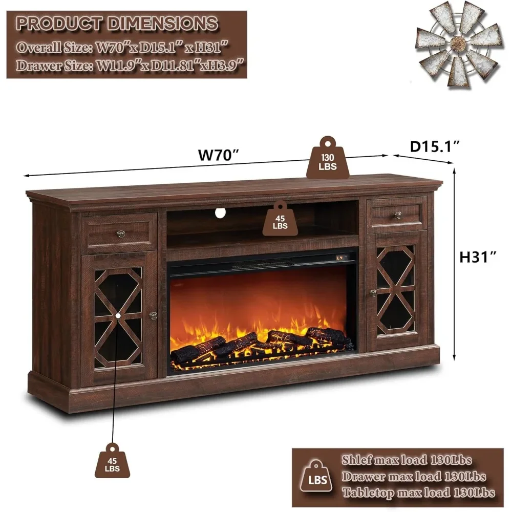 Fireplace TV Stand，for 80