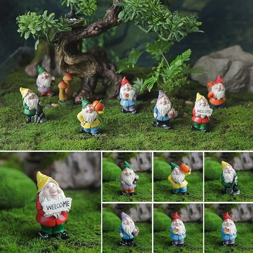 Multicolor Mini Gnome Figurines Desktop Decoration Fairy Garden Miniature Dwarfs Statue Handicraft Micro Landscape