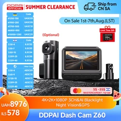 【Free 128G Card】DDPAI Z60 Dual Dash Cam Front and Rear 4K+1080P Dashcam Car DVR Dash Camera GPS ADAS Nightvision Park Monitor